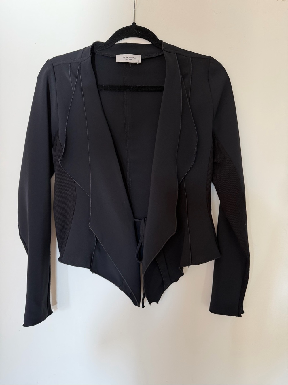 Lola & Sophie Black Draped Open-Front Blazer